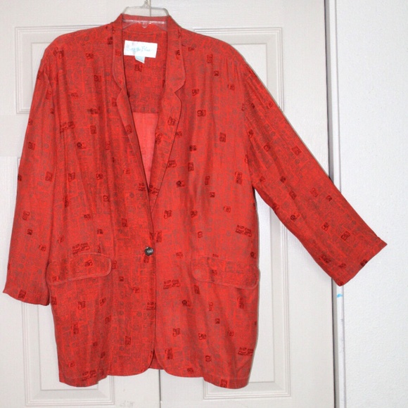 Out Of The Blue Women's Orange 100% Silk Jacket Size-L - Picture 1 of 7